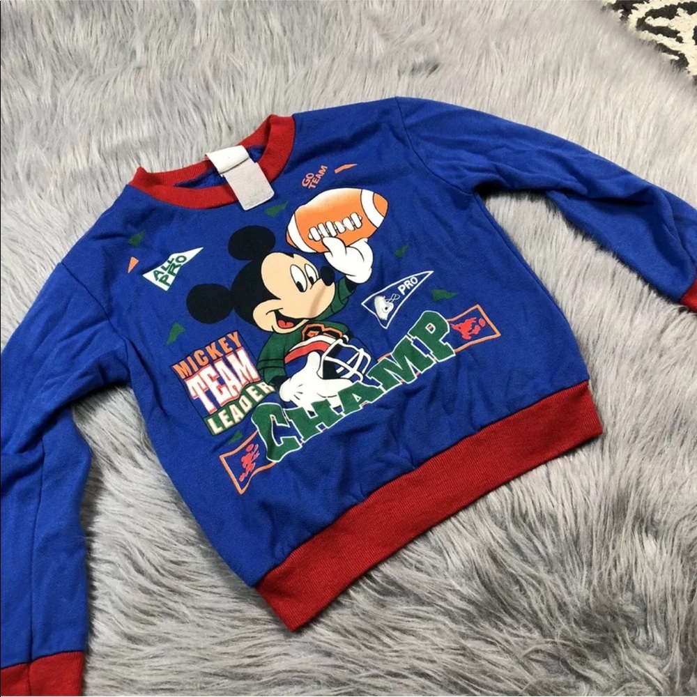 Vintage Disney Mickey Mouse Blue Football Sweater